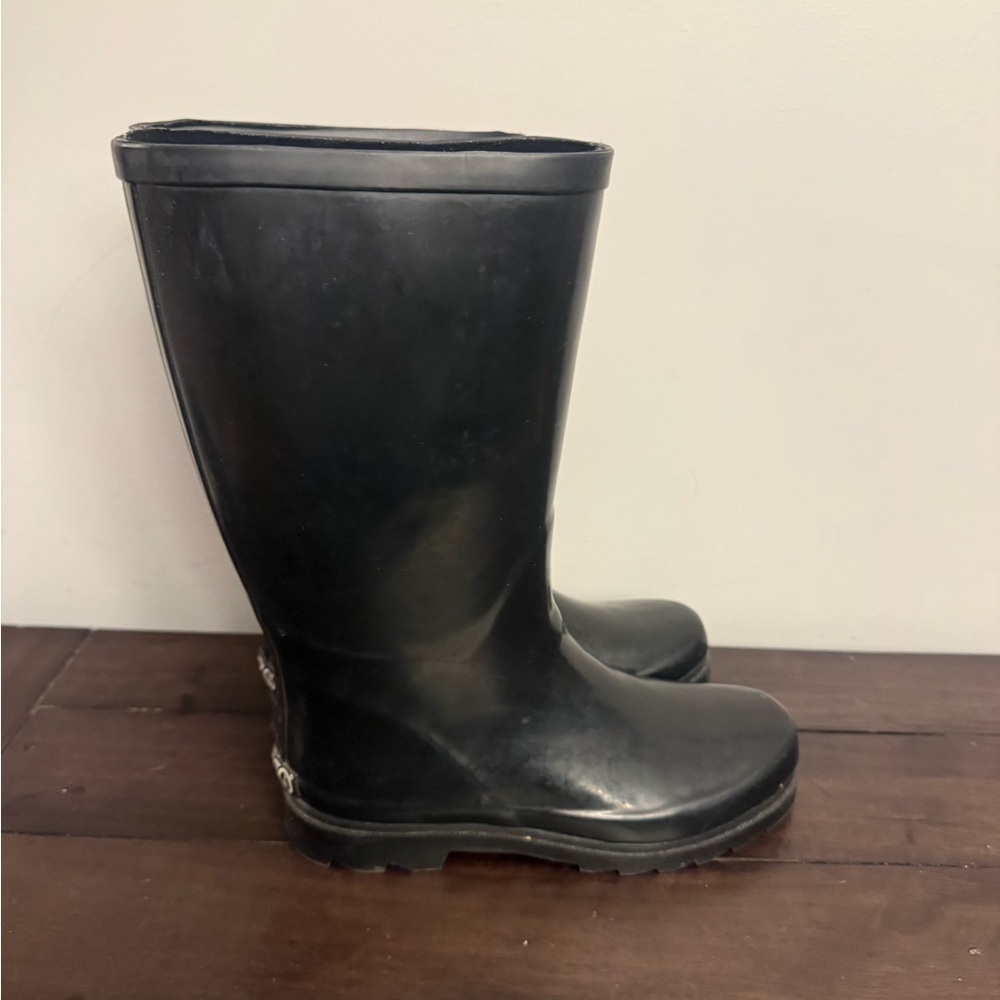 Sporto Black Rubber Rain Boots Women’s Size 6 Mid Calf Waterproof Classic
